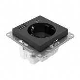 Механизм розетки EKF 2P+E 16А с USB-А и USB-C со шторками Эпика черный