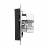 Механизм розетки EKF 2P без заземления 16А с защитными шторками Эпика черный