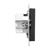 Механизм розетки EKF 2P без заземления 16А с защитными шторками Эпика черный