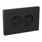 Двойная розетка EKF без заземления 2х2P 16А с защитными шторками с рамкой Эпика черный