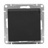 Механизм розетки EKF 2P+E 16А с защитными шторками с крышкой IP44 Эпика черный