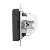 Механизм розетки EKF 2P+E 16А с защитными шторками с крышкой IP44 Эпика черный