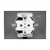 Двойная розетка EKF 2х2P+E 16А с защитными шторками с крышкой с рамкой IP44 Эпика черный