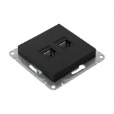 Механизм двойной компьютерной розетки EKF RJ45 кат.5 Эпика черный