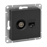 Механизм розетки EKF TV+RJ45 (cat5) Эпика черный