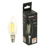 Лампа филаментная светодиодная свеча Feron PRO LB-1206 C35 6W 4000K 175-265V E14 980Lm холодный свет
