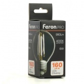 Лампа светодиодная филаментная шарик Feron.PRO LB-1706 G45 6W 4000K 175-265V E27 980Lm холодный свет