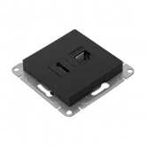 Механизм розетки EKF HDMI+RJ45 (cat5) Эпика черный