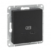 Механизм зарядной розетки EKF USB тип C быстрая зарядка Эпика черный