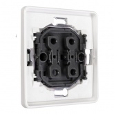 Переключатель двухклавишный Kranz Miele Round 10А с рамкой перламутр