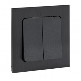 Механизм выключателя 2-клавишного EKF 10А Стокгольм черный