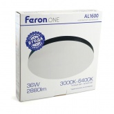 Светильник светодиодный накладной Feron AL1600 36W 3000К-6400K 2880Lm IP44 черный, круглый