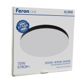 Светильник светодиодный накладной Feron AL1600 72W 3000К-6400K 5760Lm IP44 черный, круглый