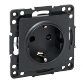 Механизм розетки EKF 2P+E 16А с защитными шторками винтовые клеммы Стокгольм черный