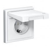 Розетка Systeme Electric ArtGallery 2P+E 16А со шторками и крышкой IP44 белая