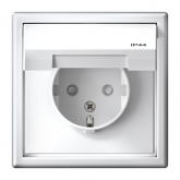 Розетка Systeme Electric ArtGallery 2P+E 16А со шторками и крышкой IP44 белая