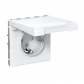 Розетка Systeme Electric ArtGallery 2P+E 16А со шторками и крышкой IP44 белая
