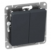 Механизм выключателя 2-клавишного EKF 10А Эпика графит