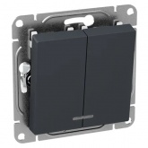 Механизм выключателя 2-клавишного EKF с подсветкой 10А Эпика графит