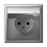 Розетка Systeme Electric ArtGallery 2P+E 16А со шторками и крышкой IP44 алюминий