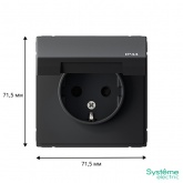 Розетка Systeme Electric ArtGallery 2P+E 16А со шторками и крышкой IP44 карбон