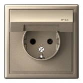 Розетка Systeme Electric ArtGallery 2P+E 16А со шторками и крышкой IP44 шампань