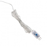 Гирлянда светодиодная дождь из росы 3х3м белое свечение USB, пульт управления, крючки крепления IP20