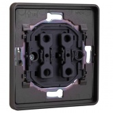 Переключатель двухклавишный Kranz Miele Round 10А с рамкой титан