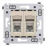 Компьютерная розетка RJ-45 в стену кат.5e двойная DKC Avanti, ванильная дымка