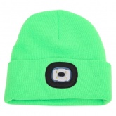 Шапка с фонариком 215х205х5 зеленый (фонарь 66х50х15мм съемный аккум. 3.7В/200mAh) 3 режима свечения