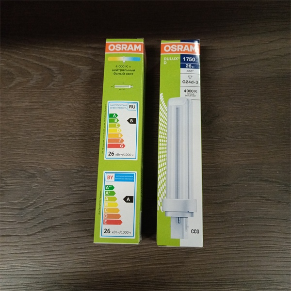Компактная энергосберегающая лампа КЛЛ мощностью 26 Вт с цоколем G24d-3 для электромагнитных ПРА (ЭмПРА)
