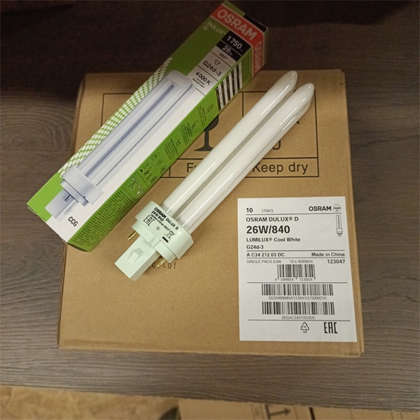 Компактная энергосберегающая лампа КЛЛ мощностью 26 Вт с цоколем G24d-3 для электромагнитных ПРА (ЭмПРА)