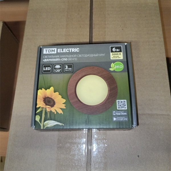 Светодиодный светильник накладного монтажа Даунлайт ТДМ, мощностью 6 Ватт, теплый белый свет, цвет венге
