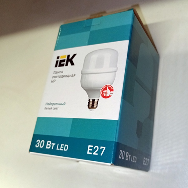 Светодиодная лампа большой мощности HP ИЭК, 30 Вт, цоколь E27, нейтральный белый свет, матовая колба