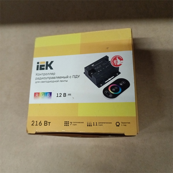 Контроллер радиоуправляемый с ПДУ для RGB светодиодной ленты 3 канала 12В, 6А, 216Вт, черный ИЭК