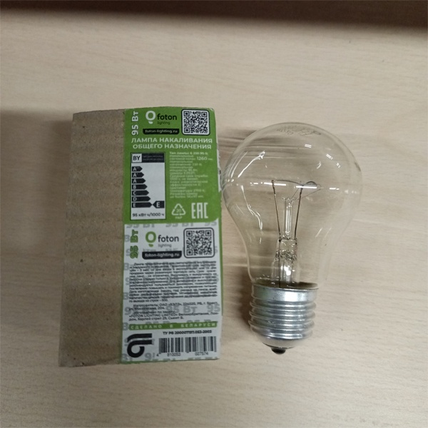 Обычная вольфрамовая лампа формы 