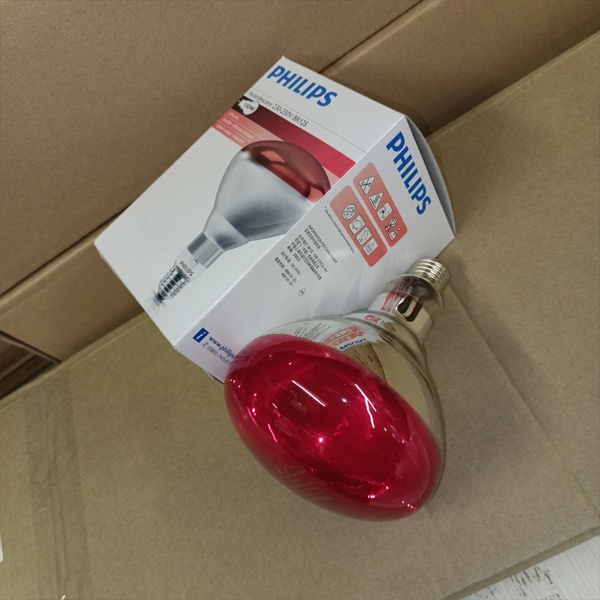 Инфракрасная зеркальная лампа накаливания Philips красного цвета мощностью 150 Ватт с цоколем E27.