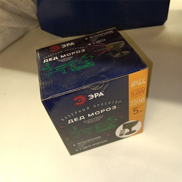 Лазерный проектор ЭРА для анимации Laser Дед Мороз, 2 цвета проекции