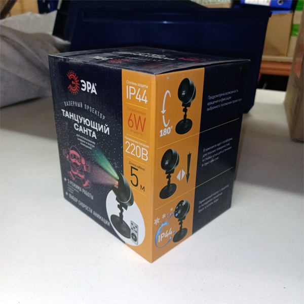 Лазерный проектор ЭРА для анимации Laser Танцующий Санта, 3 режима работы