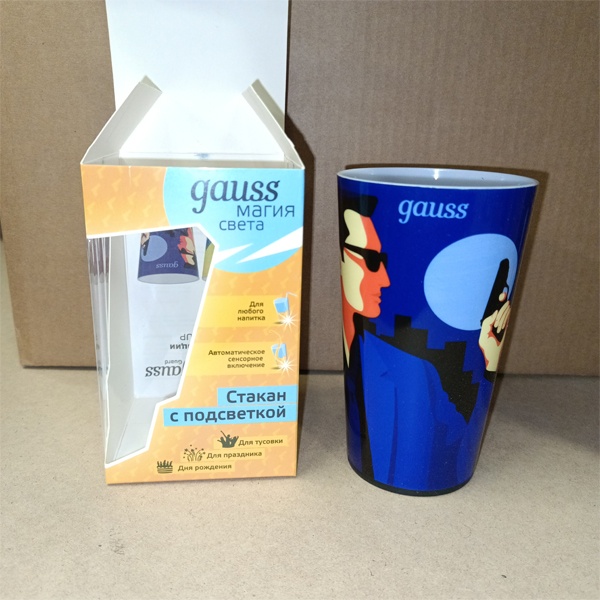 Праздничный светодиодный стакан с автоматической подсветкой Гаусс 