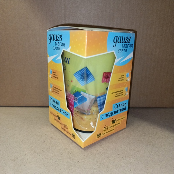 Праздничный светодиодный стакан с автоматической подсветкой Гаусс 