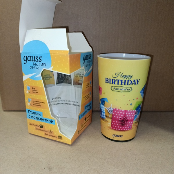 Праздничный светодиодный стакан с автоматической подсветкой Гаусс 