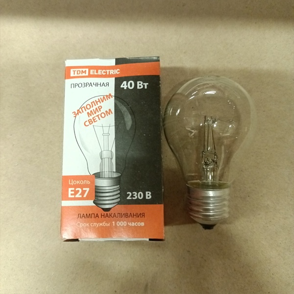 Обычная вольфрамовая лампа формы 