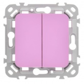 Выключатель кнопочный двухклавишный ИЭК FLITE ВС12-2-0-ФлПр 10А пурпурный