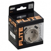 Розетка с зарядкой 2Р+Е со шторками ИЭК FLITE РСЮша11-0-ФлЛ 16А с USB AA 3,1А льняной