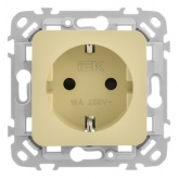 Розетка с заземлением ИЭК FLITE РСш11-0-ФлН 16А шторки навахо