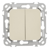 Переключатель двухклавишный ИЭК FLITE ВС62-1-0-ФлСл 10А сливочный
