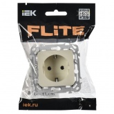 Розетка с заземлением ИЭК FLITE РС11-1-ФлСл 16А автозажим сливочный