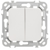 Выключатель кнопочный двухклавишный ИЭК FLITE ВС12-2-0-ФлЖ 10А жемчуг