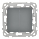 Выключатель двухклавишный ИЭК FLITE ВС12-1-0-ФлМА 10А мокрый асфальт